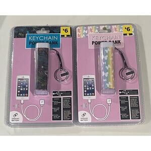 2 Pack Keychain Power Bank Quick Charge iphone Smart Device Butterfly Skateboard